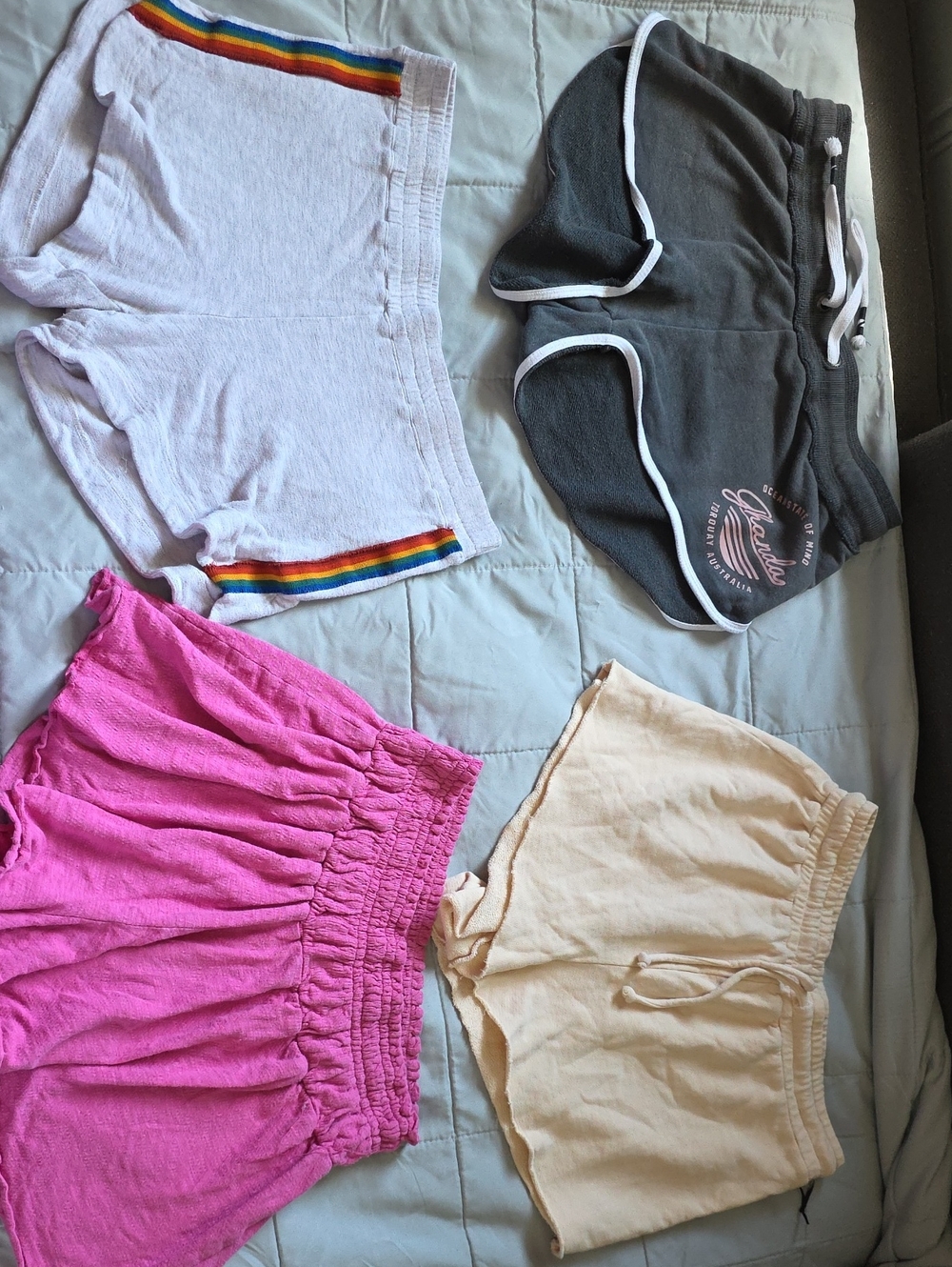 Monrow Girls Mixed Color Shorts Set — Hot Pink, White, Gray, Cream